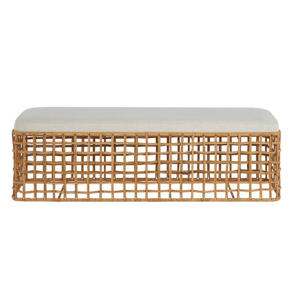 Rattan wrapping of a wicker bench